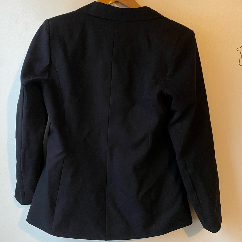 Black Blazer Womens Medium Button Pockets Trendy - Picture 2 of 9